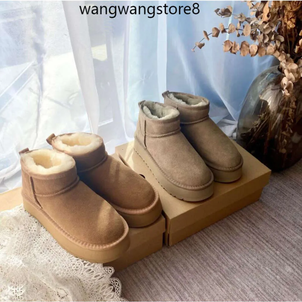 2023 Ultra Mini Boot Designer Womans Platform Snow Boots Australia Fur Warm  Shoes Real Leather Chestnut Ankle Fluffy Booties For Women Uggss Boot