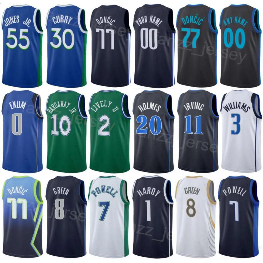 Stampa Maglie basket Jaden Hardy 1 City Dante Exum 0 Grant Williams 3 Seth Curry 30 Derrick Jones Jr 55 Tim Hardaway Jr 10 Statement Blu navy Bianco Nero Uomo Bambini