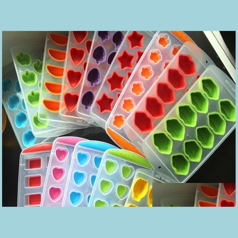 Ice Buckets And Coolers Fruit Shapes Cube Trays Easy Release Grade Sile Pan Chocolate Molds Candy Maker Jelly Mod Heart Star Lip Bar Dhinq