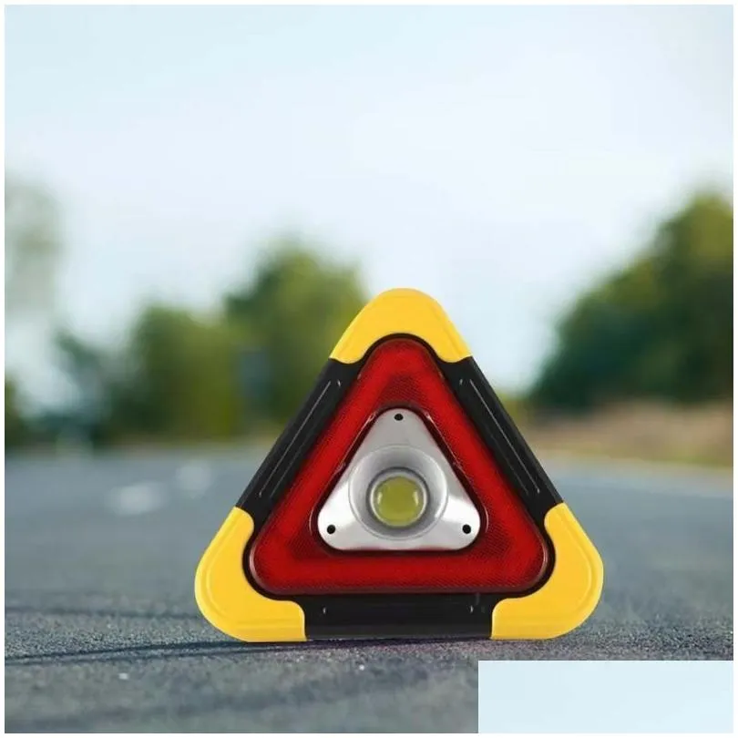 Car Emergency Lights Led Work Light Rechargeable Portable Outdoor Lamp Triangle Warning Sign Road Safety Breakdown Alarm Drop Delive Dhy54