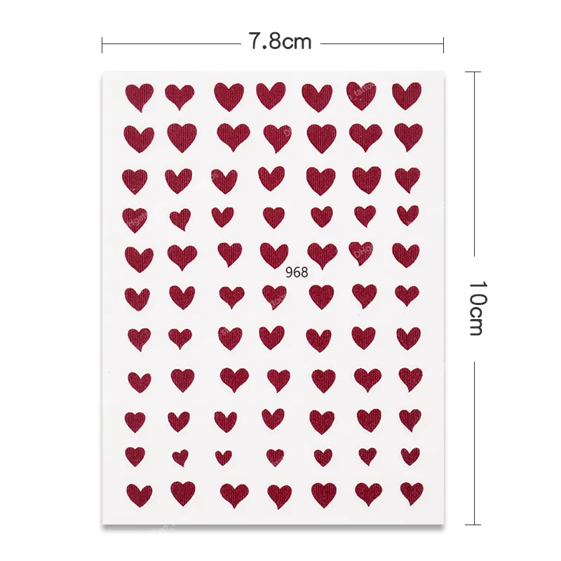 3D 네일 스티커 이적 발렌타인 데이 블랙 하트 러브 자기 접착 성 슬라이더 편지 네일 아트 스타 데칼 매니큐어 액세서리 네일 아트 스틱 데일 아트 네일 아트