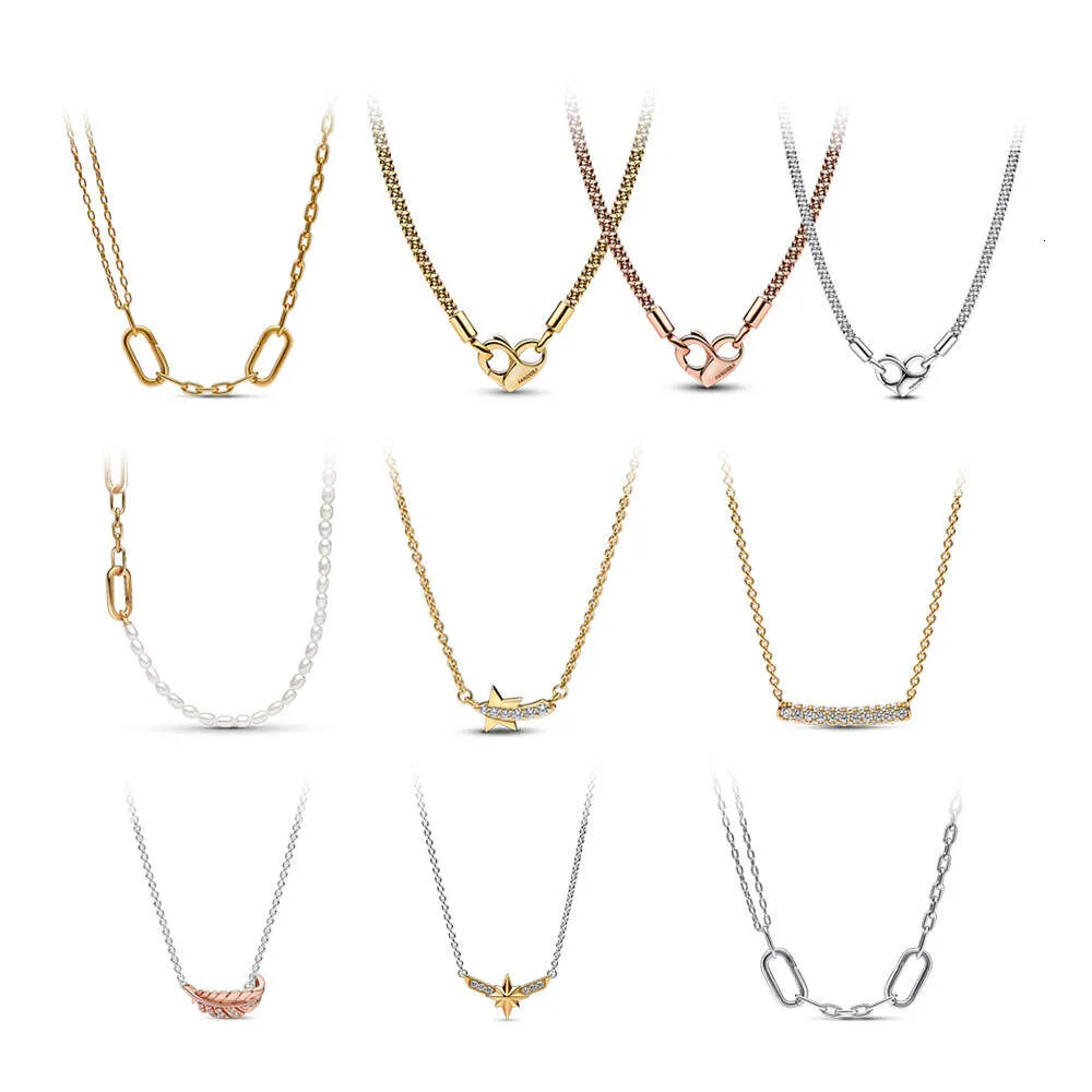 Pandoras Halskette Designer Damen Original Qualität Halsketten S925 Silber Ring Asymmetrische Halskette Diamanten Herzförmige Halskette