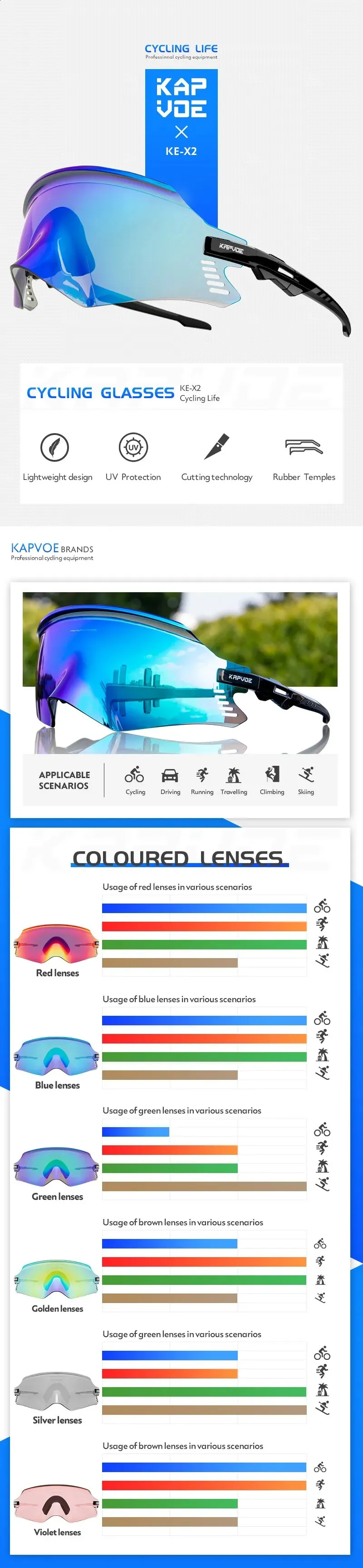 Kapvoe Cycling Glasses Outdoor Best Photochromic Sunglasses