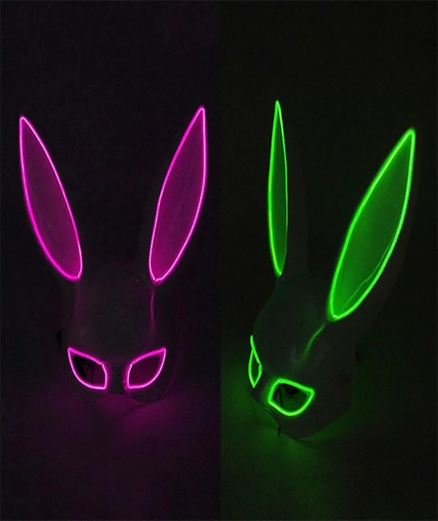 Party Maskers Cosplay Party Masker LED Light up Bunny Masker Vrouwen Halloween Sexy Konijn Masker DJ Bar Nachtclub Kostuum Maskers Carnaval P5039568