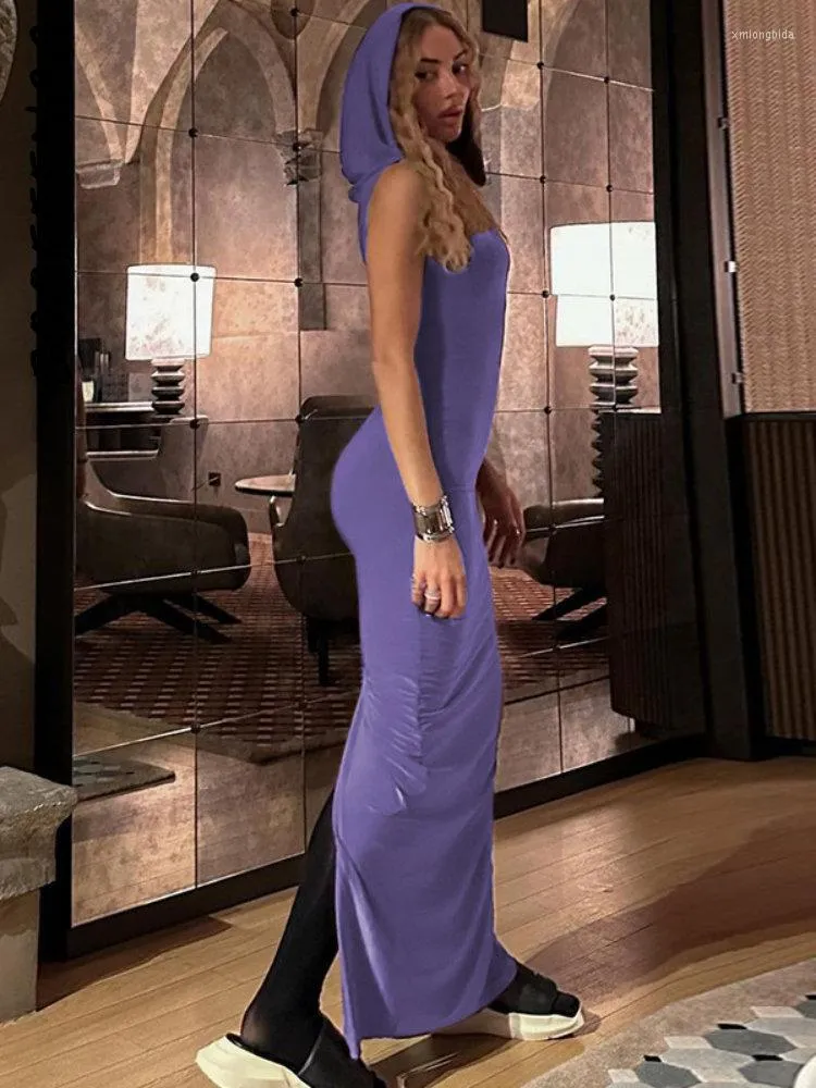 chinese dress ladies Gloria crossover backless hooded maxi dress