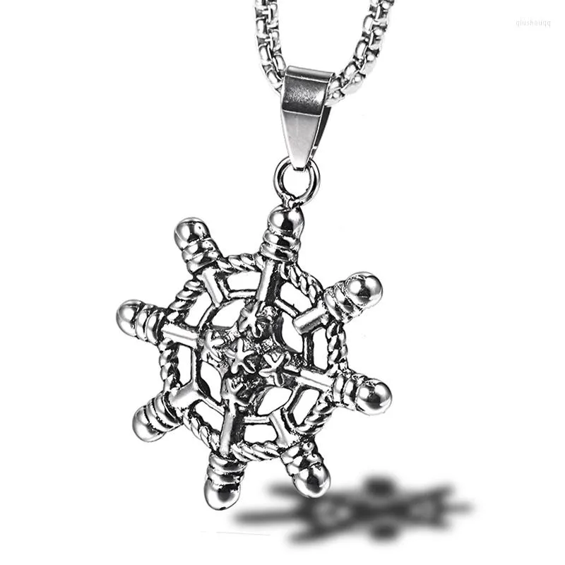 Pendant Necklaces Mens Ship Rudder Necklace Fashion Punk Travelers Stainless Steel For Men Nautical Jewelry