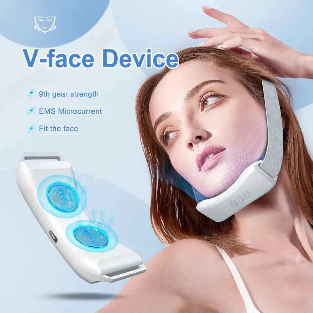Dispositivi per la cura del viso EMS V Dispositivo per la bellezza del viso Massaggiatore elettrico modellante a V intelligente Sollevamento per rimuovere il rafforzamento della pelle del doppio mento 231118