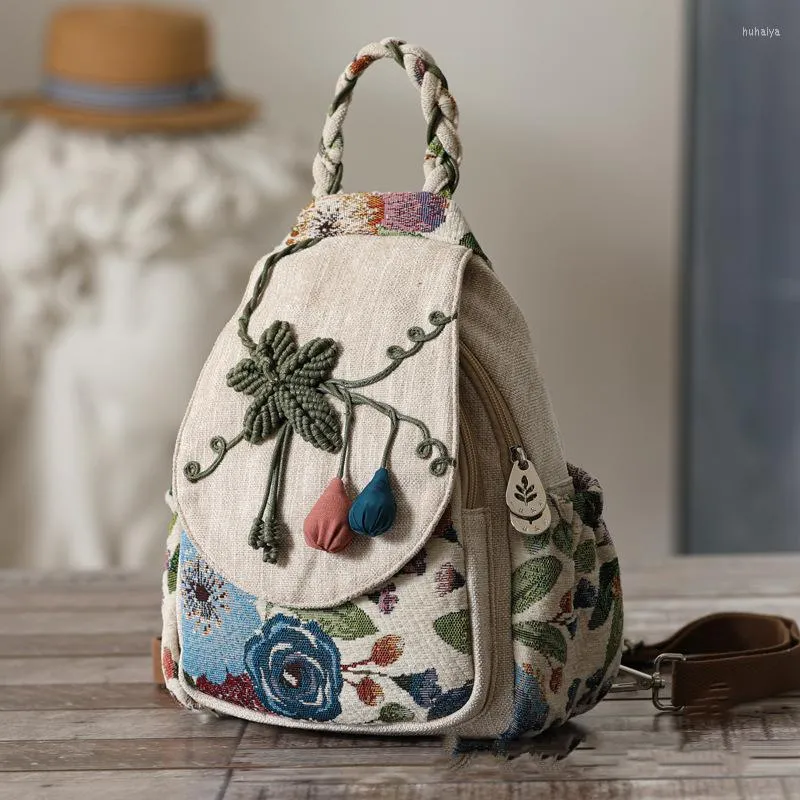 Rucksack 2023 Frauen Große Kapazität Reisetasche Weibliche Vintage Handgemachte Kürbis Rucksäcke Damen