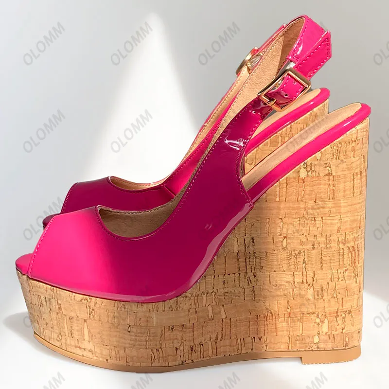 Olomm Hot Handmade Women Sandals Buckle Strap Wedges High Heels Peep Toe  Gorgeous Prom Shoes Women US Plus Size 5 20 From Rontic, $55.94