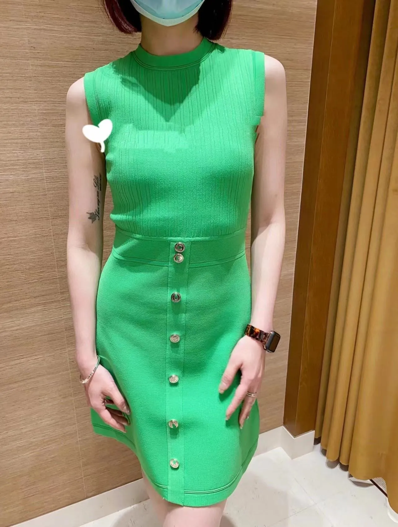 Casual Sleeveless Knit Dress Green Check Pattern with Buckle Closure for  Women from Dhgate Basic & Casual Dresses - price 81.48