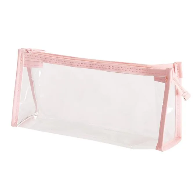 Sac à crayons en PVC pochette à fermeture éclair étudiants d'école clair sac de papeterie transparent boîte de rangement en plastique étanche étui à stylo Mini sacs de maquillage