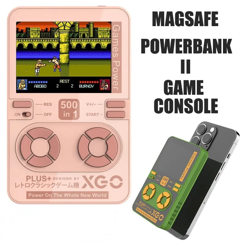 Retro-Batteriebank Tragbare Mini-Videospiele Eingebaute 500 Spiele Handheld-Spielekonsole 5000mAh Wireless Magnetic Power Bank Für iPhone 14 13