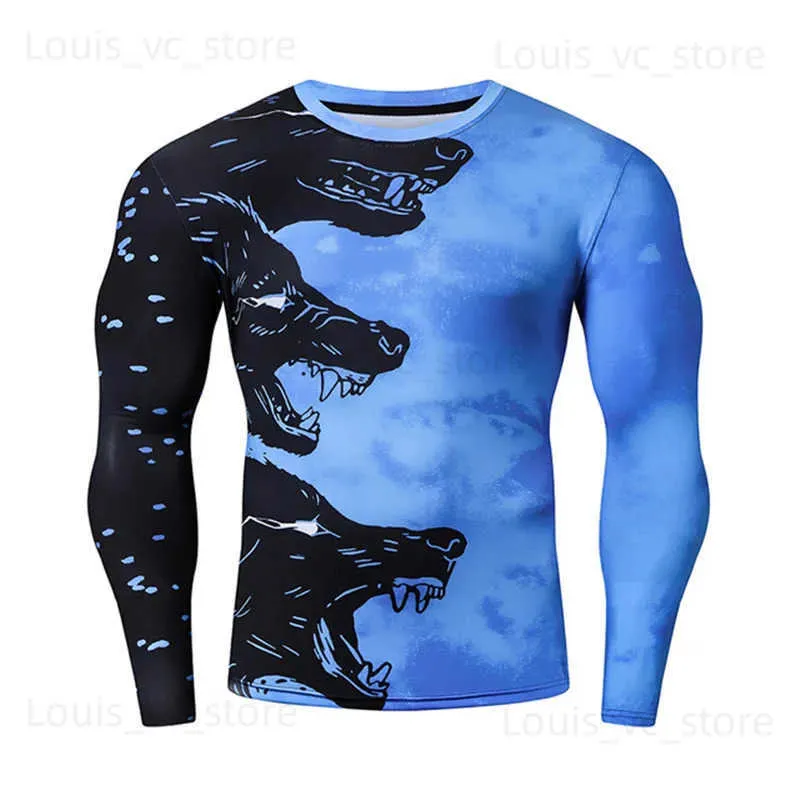 T-shirts masculinas 2023 nova camiseta masculina animal 3d impressão legal o-pescoço manga longa moda camisa masculina casual esportes rua oversized t-shirt y2k t231118