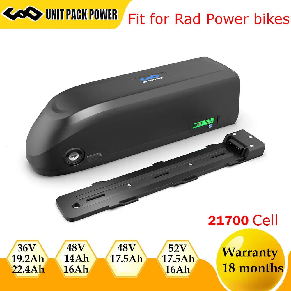 Batterie de vélo électrique 48V, 52V, 17,5 ah, 16ah, 14ah, 36V, 22,4 ah, 19,2 ah, adaptée à l'extension du kilométrage des vélos Rad Power