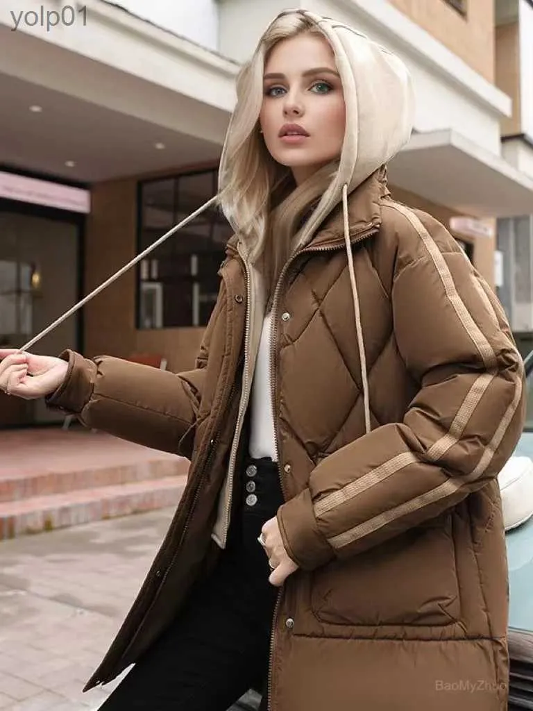 Parkas Femme 2023 hiver femmes doudoune en coton Fe veste nouveau ample épaissir chaud faux deux pièces manteau longue dames lâche fermeture éclair ParkasL231118