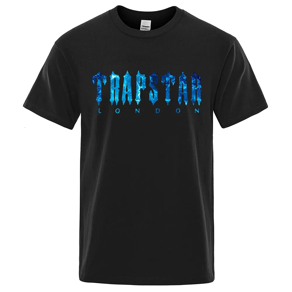 T-shirts pour hommes Trapstar London Undersea bleu T-shirt imprimé hommes été respirant décontracté à manches courtes Street Brand T-shirts 230418