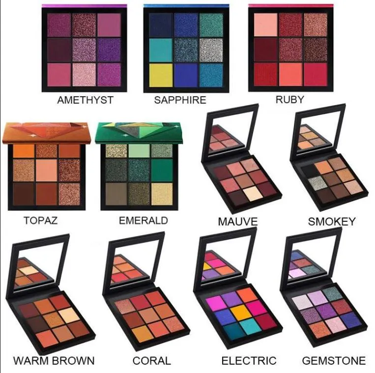 Maquillaje de calidad superior 9 colores Paleta de sombras de ojos Topacio Ruby Amethyst Sapphire Emeral5785383