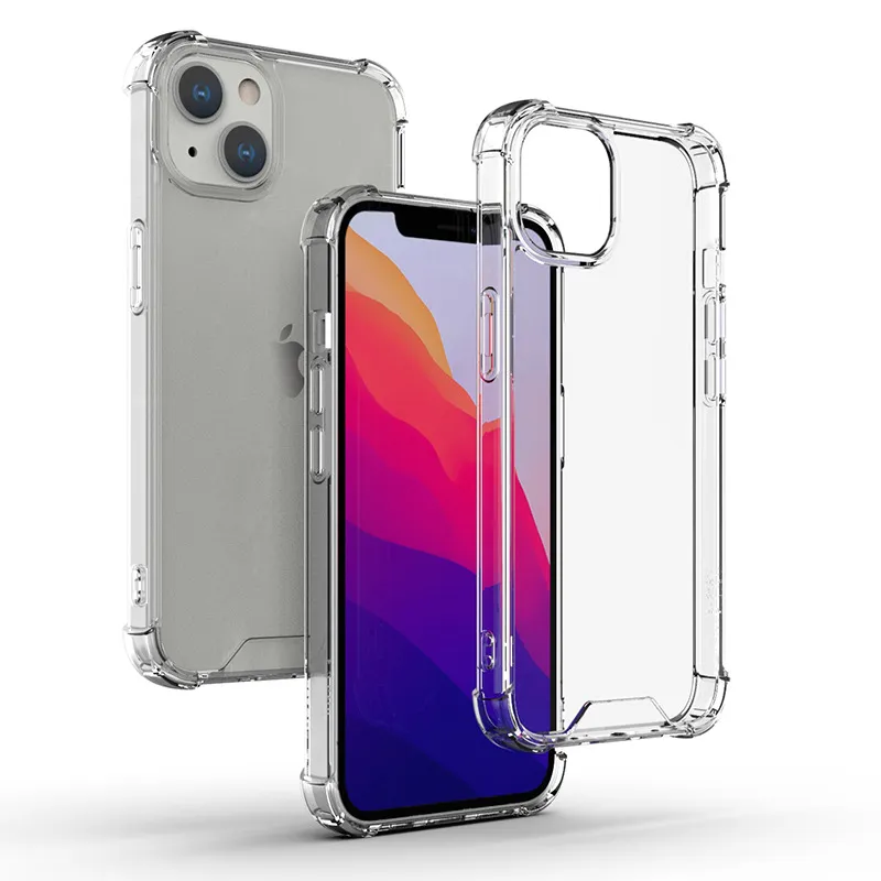 Transparent stötsäker akrylhybrid rustning Hårt telefonfodral för iPhone 15 14 13 12 11 Pro XS Max XR 8 7 6 Plus Samsung S23 S22 S21 S20 Note20 Ultra