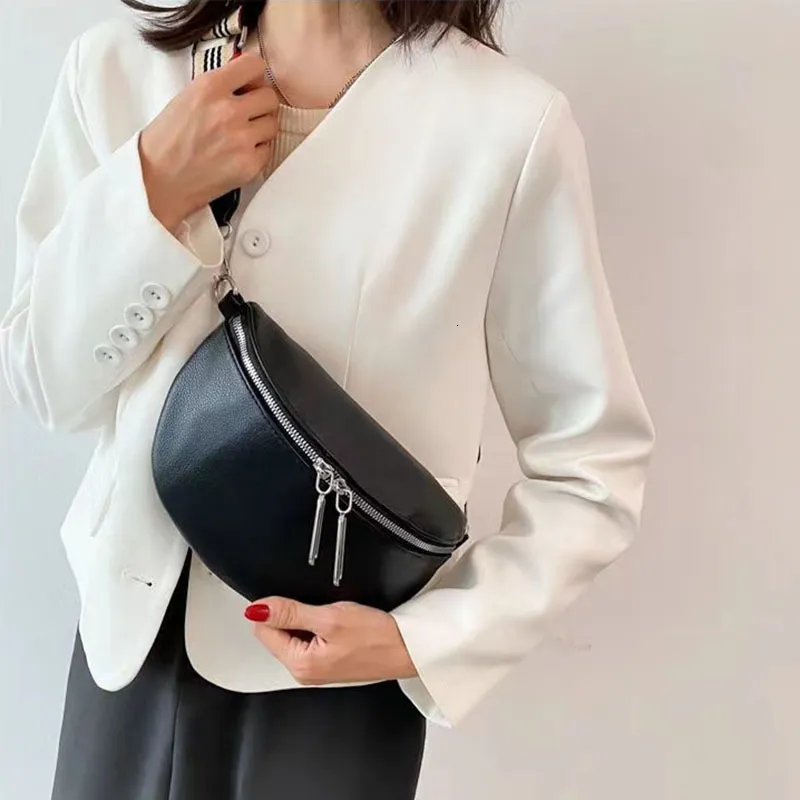 Waist Bags Fashion Shoulder Women S Chest 2023 Pu Leather Solid Color Purse Female Designer Luxury Handbag 230417