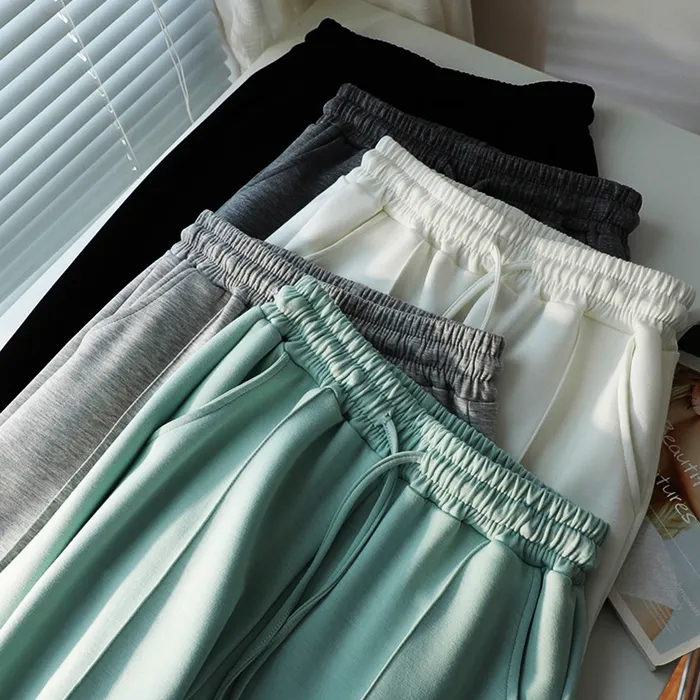 Женские брюки Capris White Air Cotton Midline Широко-нога брюки весна и летняя женская шнурки.