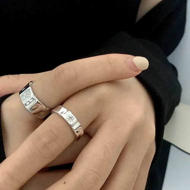 Designer Stainless Steel Couples Touch Rings High Quality Silver