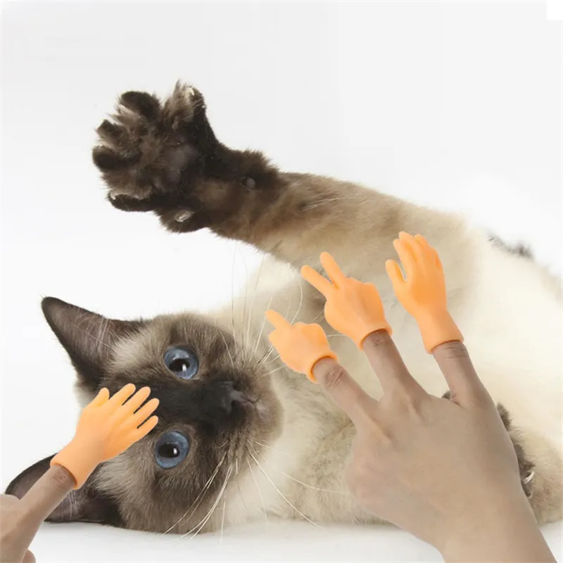 Dokuczanie zabawek kota Silikon zabawne mini małe ręce koty rekwizyty kreatywne palcem fidget mała ręka droczenie zwierzaki zabawka t9i002495