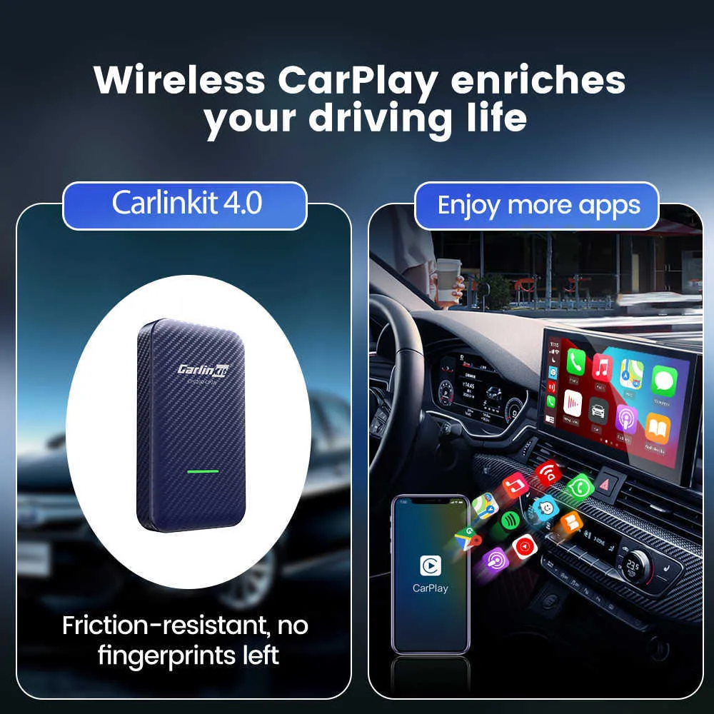 Carlinkit 4.0 Adaptateur sans Fil Apple CarPlay et Android Auto