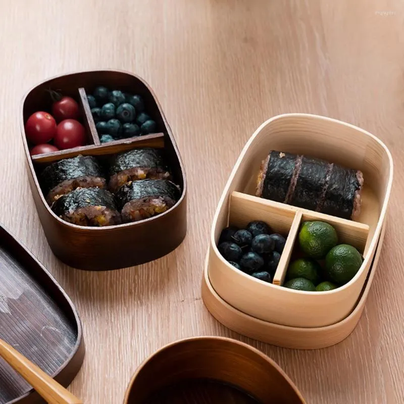 Dinnerware Sets Long Lasting Bento Container Grade Packed Lunch Reusable Single-layer Wood Box