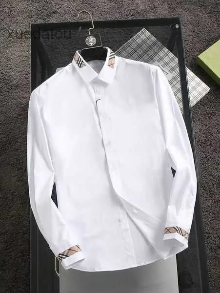 Camicie casual da uomo Designer Brand Primavera Estate Business Office Camicia da uomo da uomo Slim aderente colletto alla francese a righe scozzesi manica lunga 2 5CUW