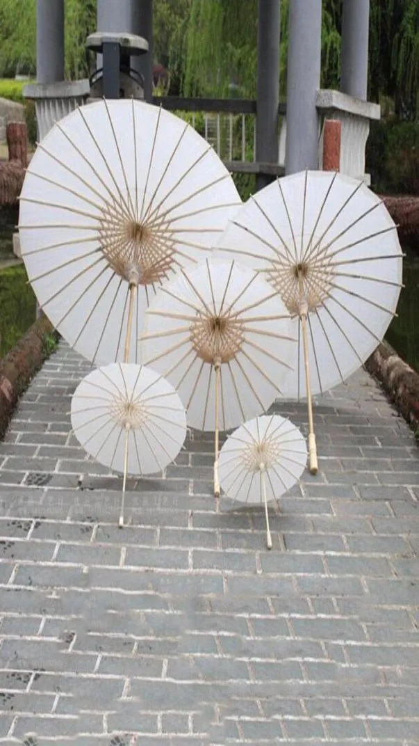 Parasols de mariage nuptial parapluie en papier blanc chinois Mini Ccraft 4 diamètre 20 30 40 60 cm parapluies Whole7482157