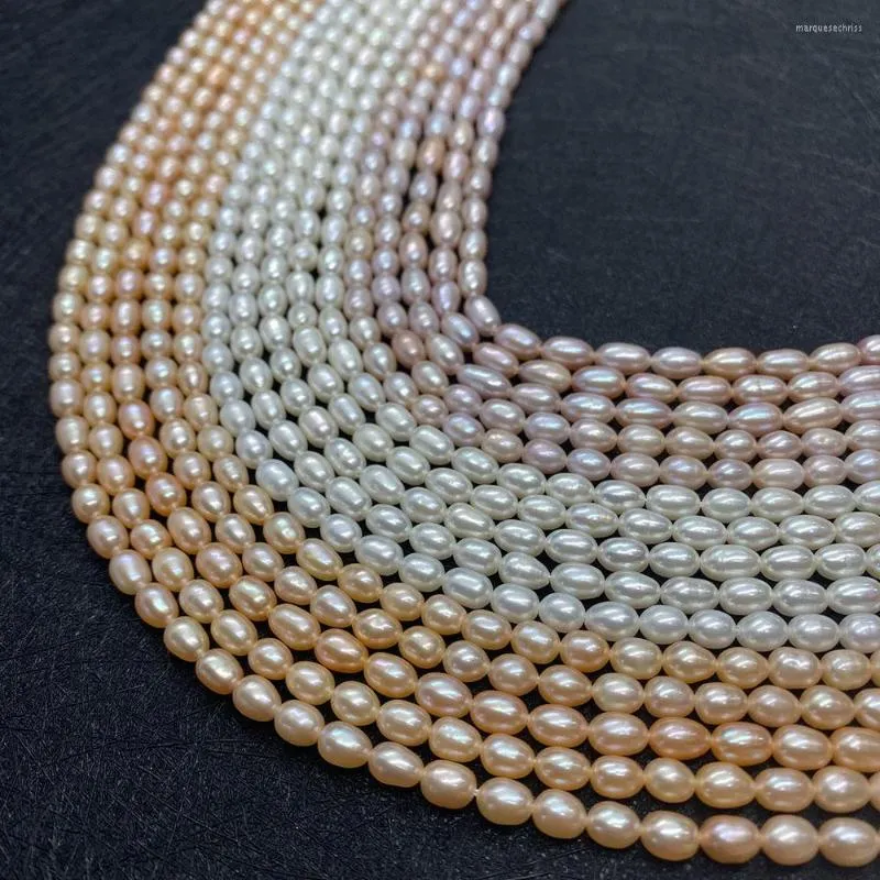 Beads 1 Strand Irregular Oval Big Pearls Natural Freshwater Rice For Women Jewelry DIY Bracelet Necklace Length 38cm