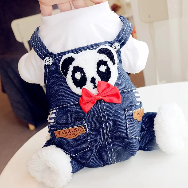 Chien vêtements mignon Panda vêtements hiver Pet combinaison manteau veste Denim jean vêtements pour Costume chiot tenues chaudes