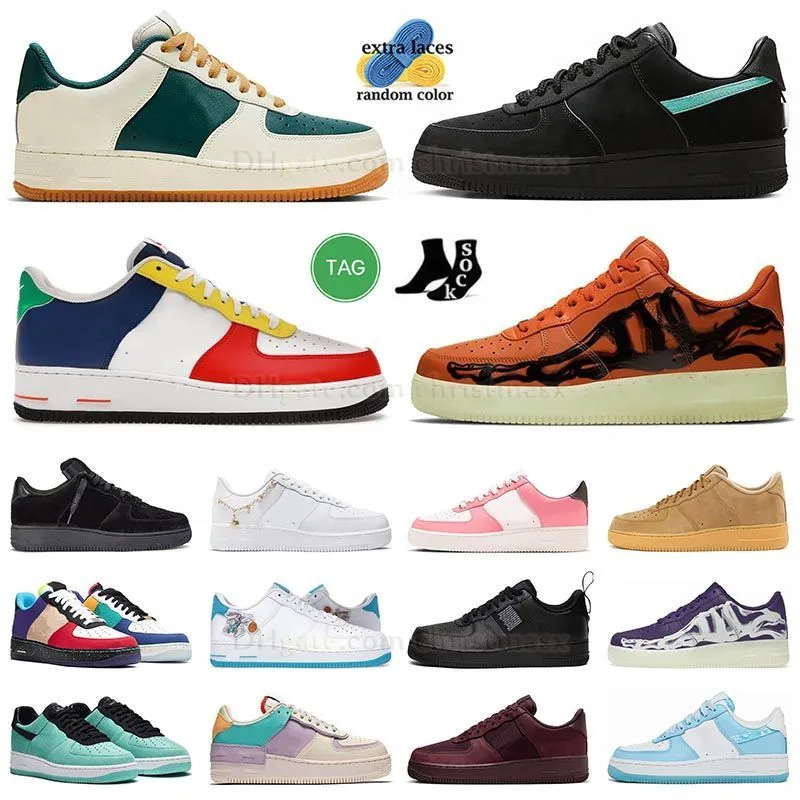 Rubik's Cube Shoes 1s sneakers Triple White black Skeleton Orange shadow Classic Wheat Pink Foam Silk Rose Gold Green af1s loafers trainers size 12 13 Men womens