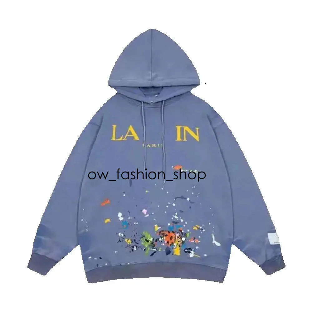 2023 Lanvin z kapturem męskie bluzy Bluzy Projektant Klasyczny modny przypływ luźne i wszechstronne graffiti splash-ink Printed714 647 800