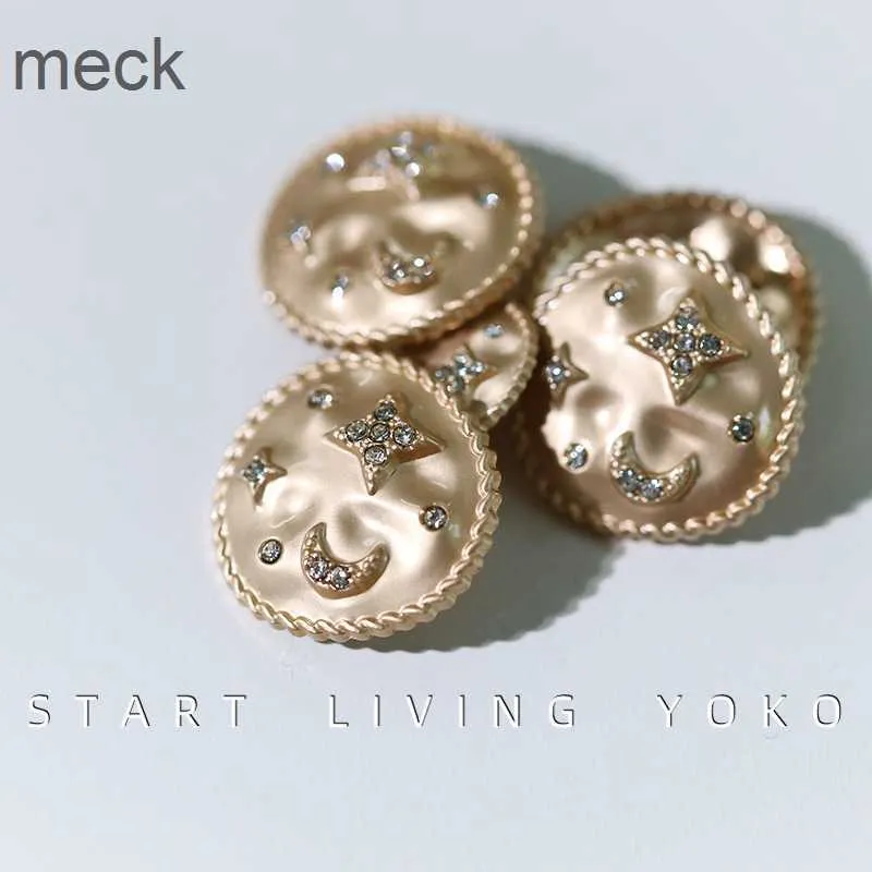 Knapphårklämmor Barrettes Retro Rhinestones Moon Star Dekorativa knappar Guldinställningar för tröja Coat Cardigan 15/22mm DIY Hantverk Syförsörjning 6st