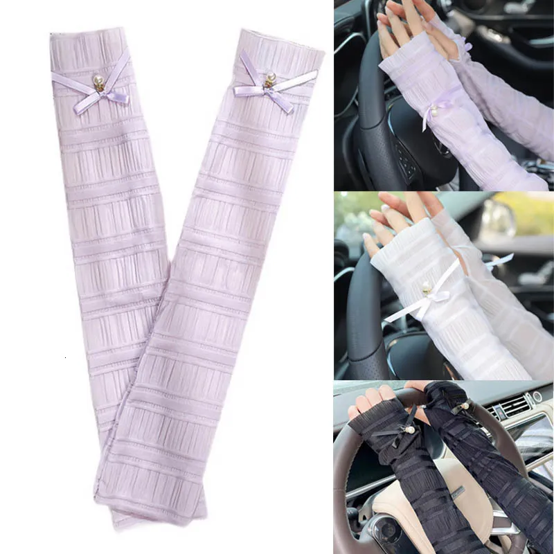 Sleevelet Arm s 1 Paar Dames Zomer Kant Rijden Handschoenen Elegant Lang Vingerloos voor Vrouwelijke Zonnebrandcrème Fietsen Koeling 230418