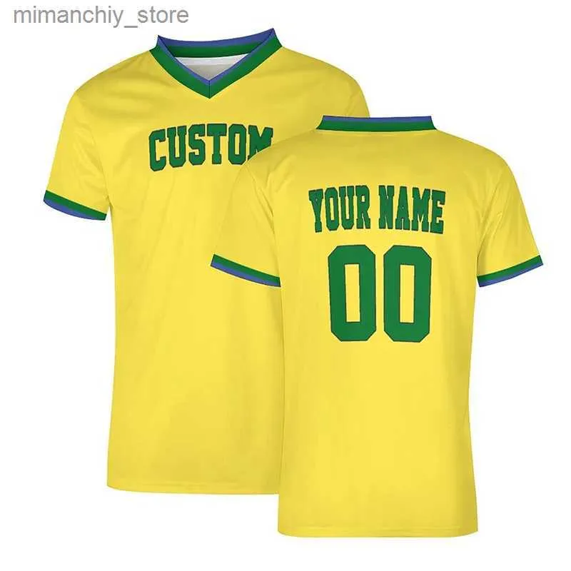 Colecionável Amarelo Homens Futebol Jersey Personalizado Futebol Camisetas Malha Sportwear Team Game Plus Size Roupas Cool Quick-Drying Training Wear Q231118