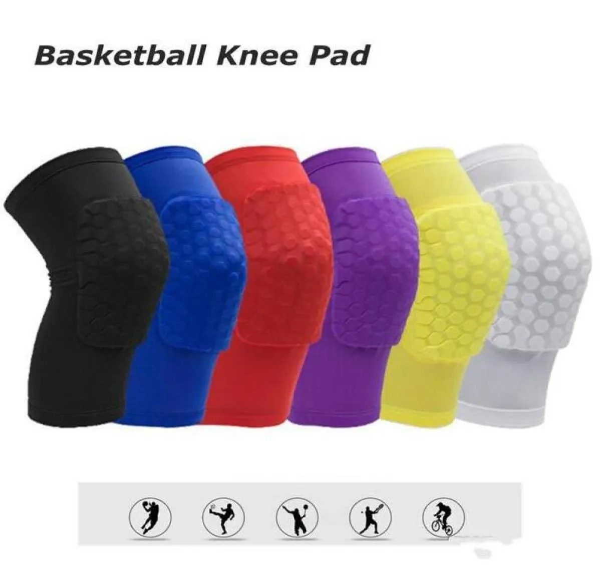 Honeycomb Sports Safety Volleyball Basketball Short Kne Pad stötsäkra kompressionsstrumpor Knä Wraps Brace Protection Single P3128397