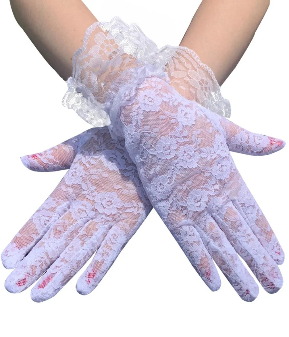 Gants de protection solaire en dentelle noire, courts et respirants, Sexy, pour cyclisme, conduite, mariage, mariée, gants de fête, 9756557