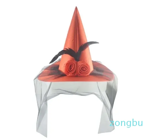 Stingy Brim Hats Holiday Halloween Wizard Hat Party Special Design Pumpkin Cap Women Stor Ruched Witch