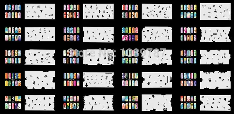 Adesivi Decalcomanie Uno stencil riutilizzabile per nail art con aerografo 300 DISEGNI - Set di 20 fogli modello 9 231117