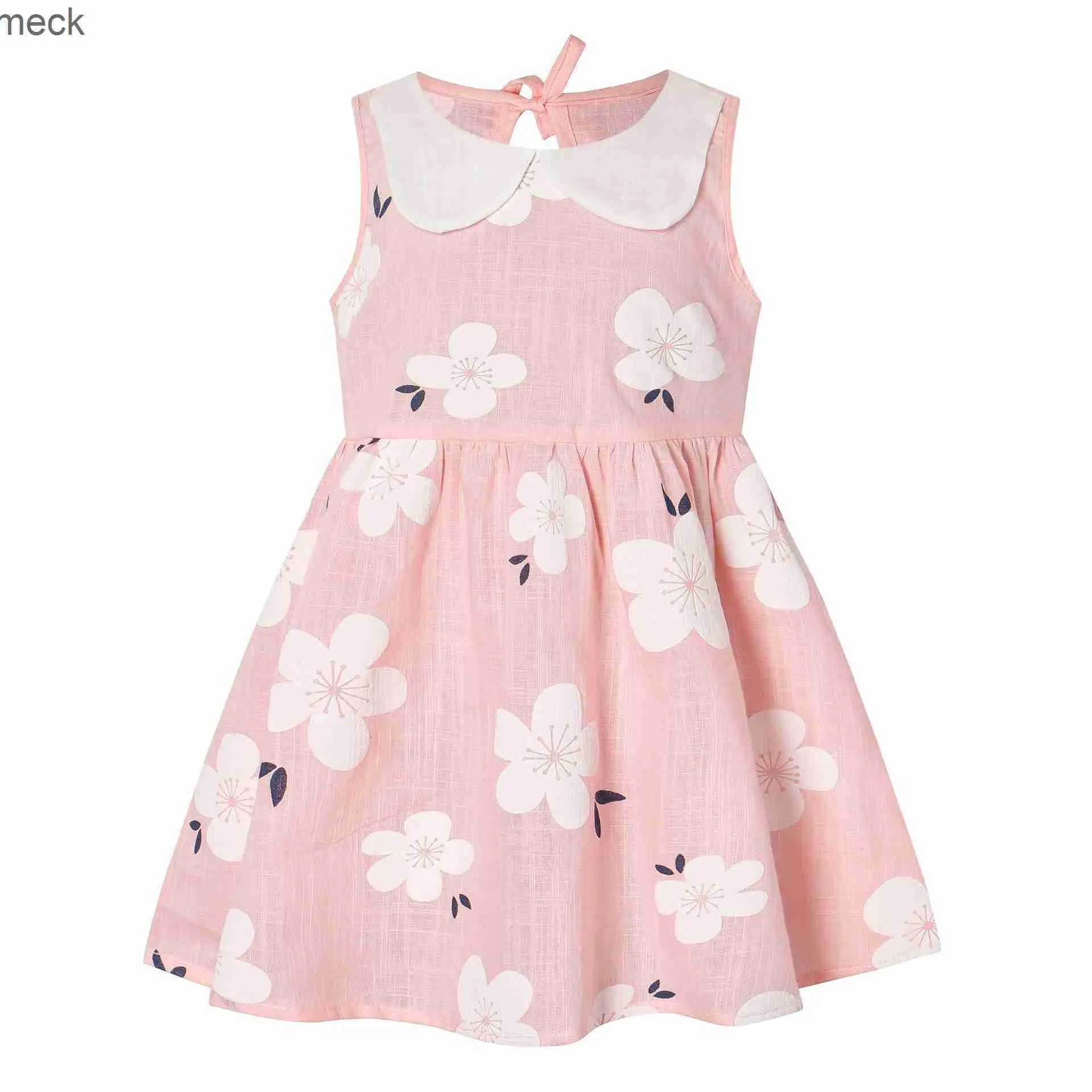 Flickans klänningar Ny koreansk version av flickor ärmlös sommarklänning baby krage bomull prinsessa klänning barn baby klänning