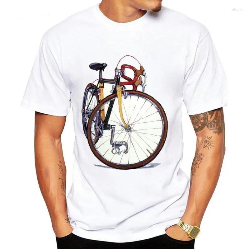 T-shirt da uomo Ciclista Pittura T-shirt Estate Manica corta da uomo Appassionato di ciclismo su strada Bianco Casual Ragazzi Vintage Top