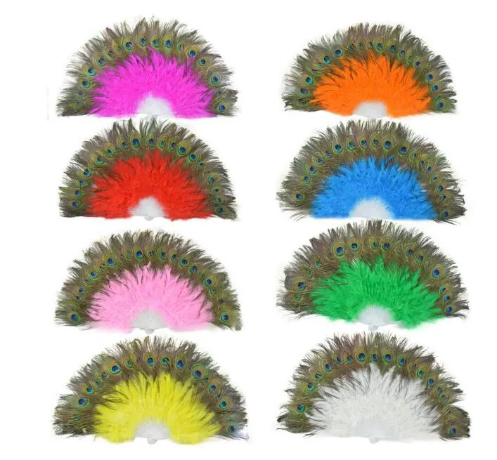 Éventail à main en plumes moelleuses, fournitures de fête, pour spectacles sur scène, artisanaux, élégants, pliables