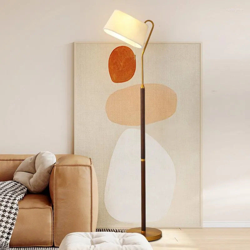 Vloerlampen ontwerp ins vast walnoot goede kwaliteit houten stof schaduw eenvoudige moderne woonkamer decoratie leeslamp