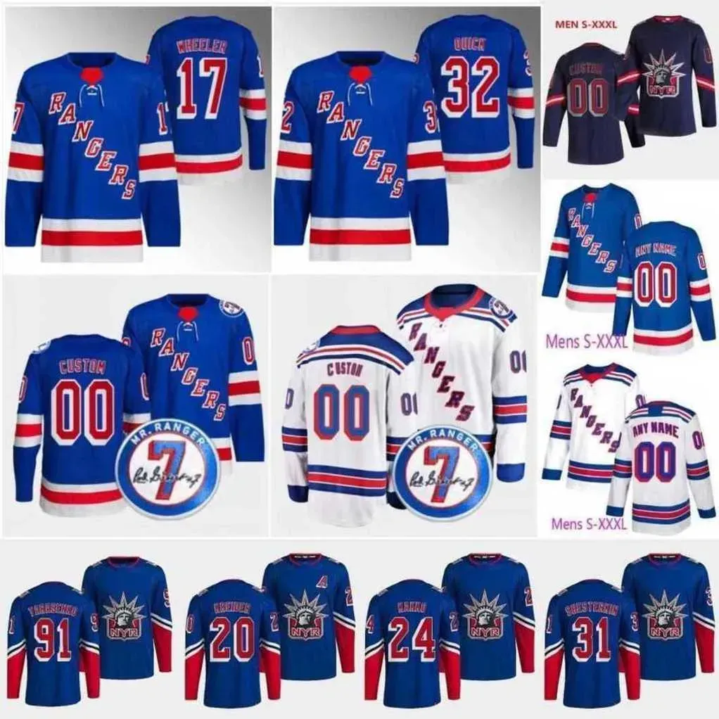 17 Blake Wheeler Rangers tröjor Jonathan Quick Patrick Kane Mika Zibanejad Vladimir Tarasenko Igor Shesterkin Adam Fox Chris Kreider Kandre