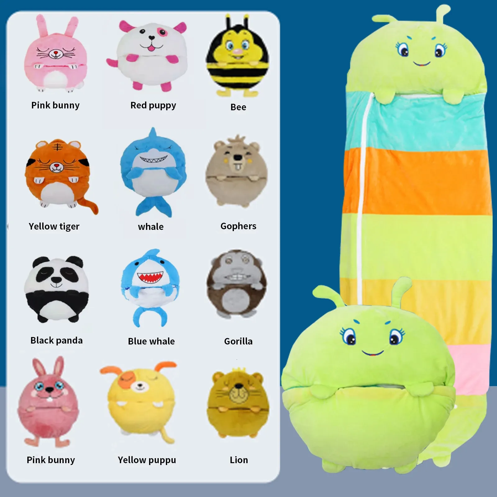 Sleeping Bags Kids Sleeping Bag Children's Animal Sleep Sack Boys Girls Cartoon Plush Doll Baby Pillow Soft Lazy Sleepsacks For Birthday Gift 231118