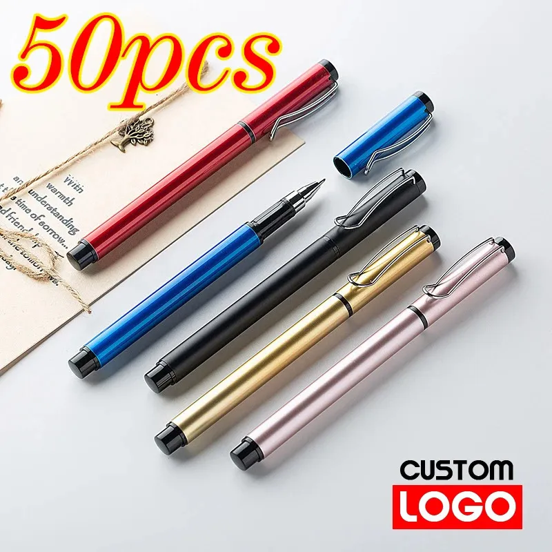 Gel Pens 50 pcs personnalisé métal Gel stylo entreprise Signature stylo el publicité cadeau stylo lettrage nom bureau papeterie en gros 231117