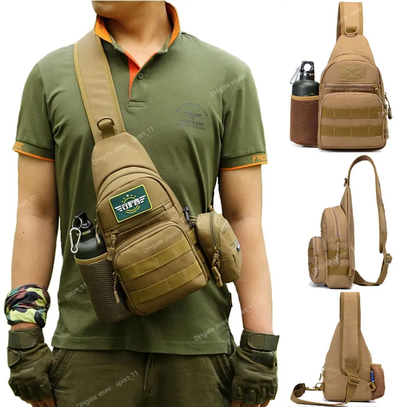 Militär taktisk Sling axelväska män utomhus vandring camping armé jakt fiske flaska bröst pack sling molle ryggsäck camping vandringdoor väskor sport sport