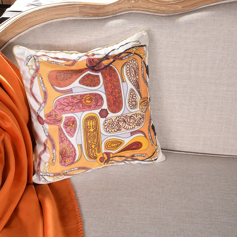 Federa cuscino in lino con motivo geometrico transfrontaliero in stile Amazon. Cuscino il riposo del divano della casa